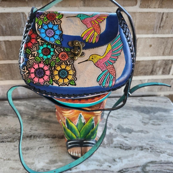 Hand Tooled Hummingbird Crossbody - Picture 4 of 16